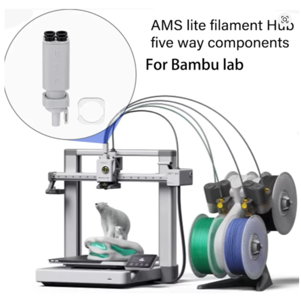 Hub Filamento AMS Lite Bambu Lab 4 Cores Multimaterial 5 Vias PTFE A1 Mini A1