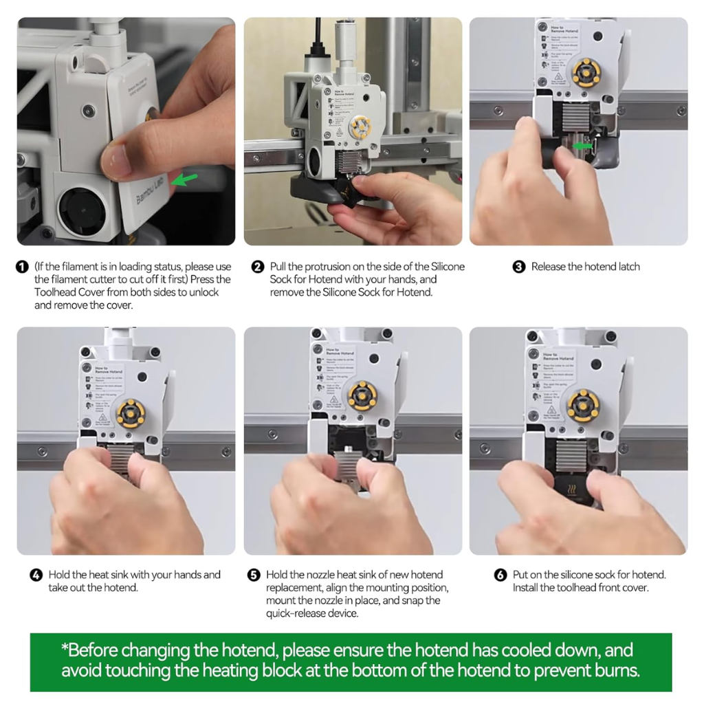 Hotend ORIGINAL | Bambu Lab A1 A1 Mini | 0.4mm | Bico Aço Endurecido | Pronta Entrega