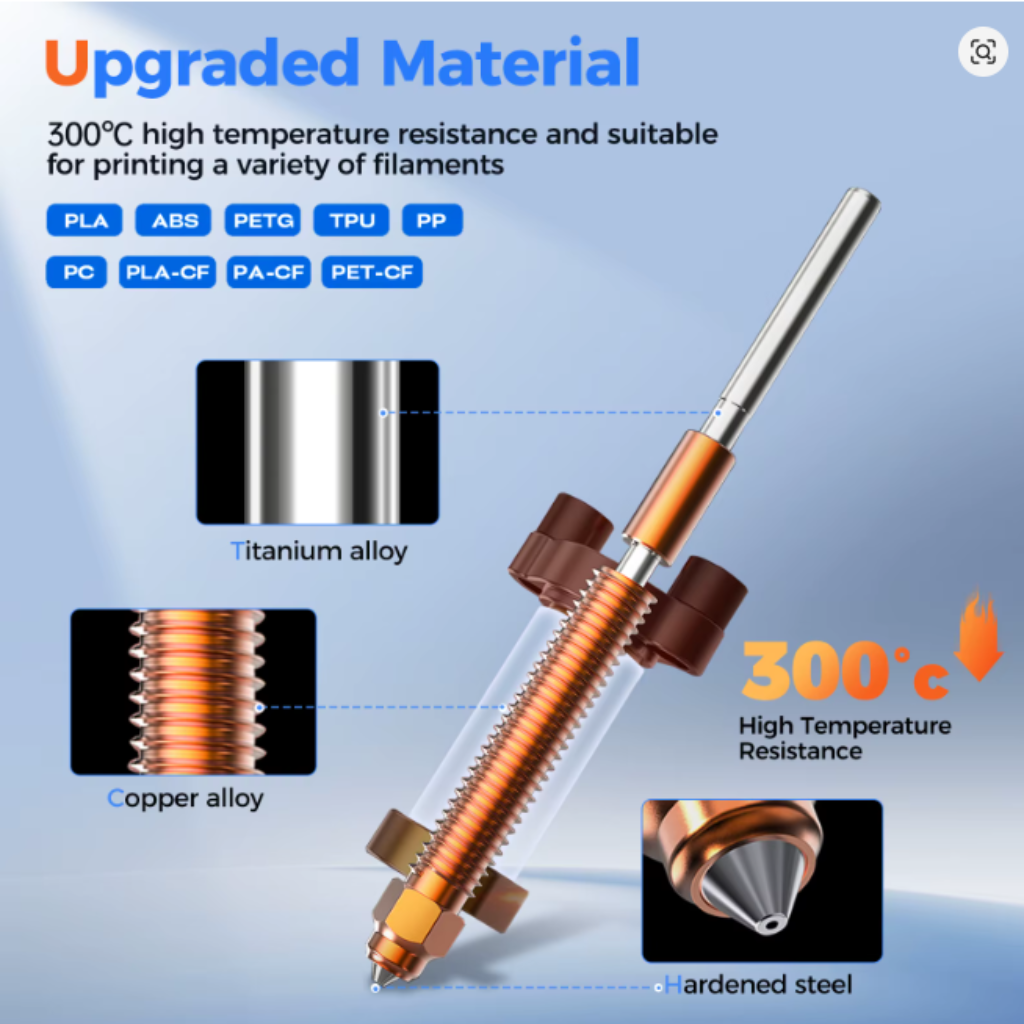 Hotend Cerâmico | Creality K2 | K2 Pro | ORIGINAL | 300°C | 70W | Bico Quick Swap | 0.4mm