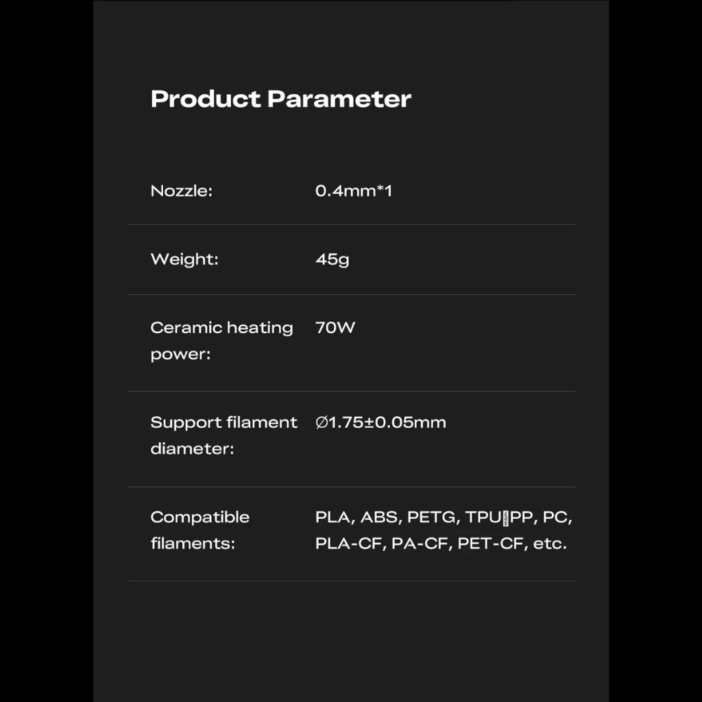 Hotend Cerâmico | Creality K2 | K2 Pro | ORIGINAL | 300°C | 70W | Bico Quick Swap | 0.4mm