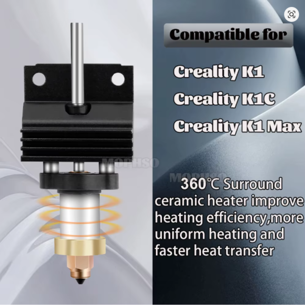 Hotend Cerâmico Creality K1 K1C K1 Max K1 SE All Metal Quick Swap 0.4mm 60W 300°C