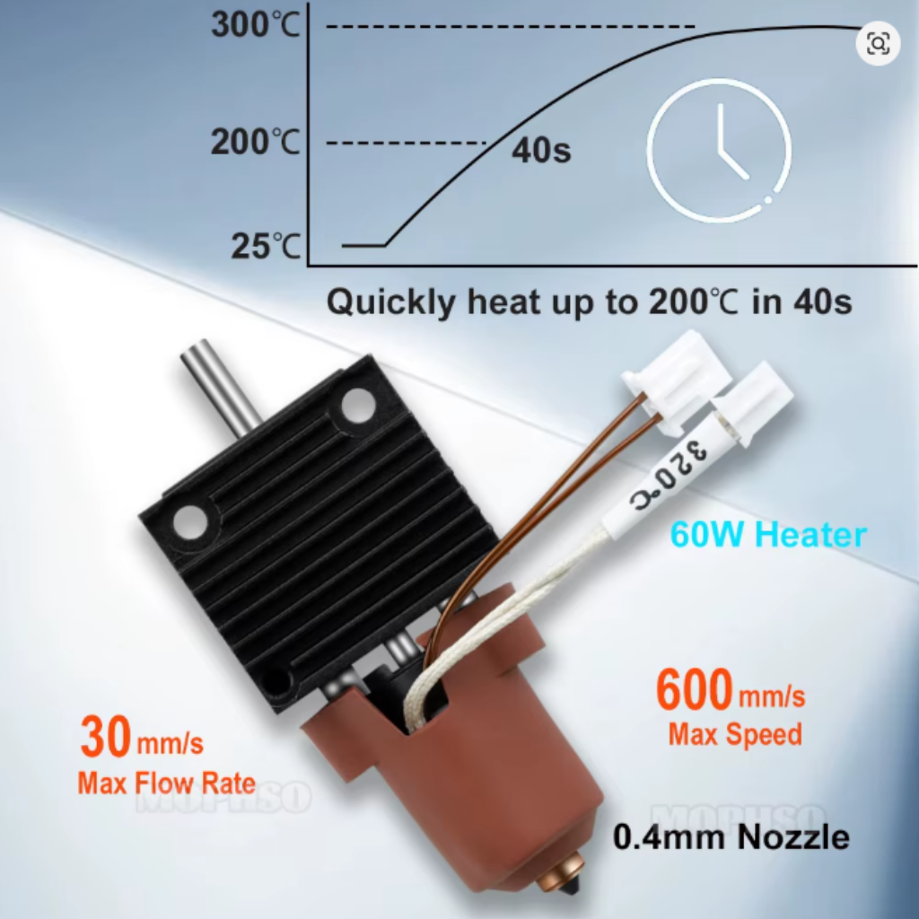 Hotend Cerâmico Creality K1 K1C K1 Max K1 SE All Metal Quick Swap 0.4mm 60W 300°C
