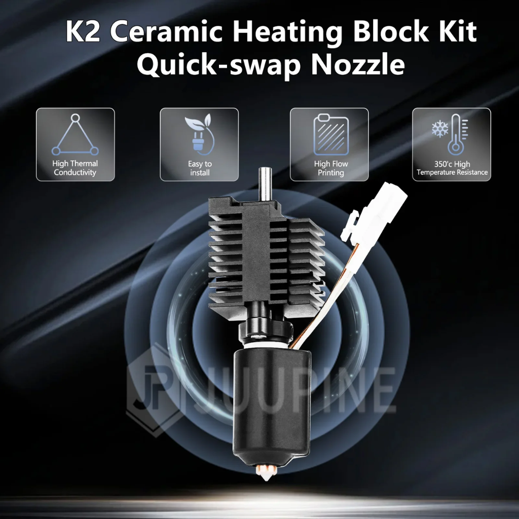 Hotend K2 Plus Cerâmico |  350°C | Nozzle 0.4mm | Troca Rápida | Alto Fluxo | Creality K2P