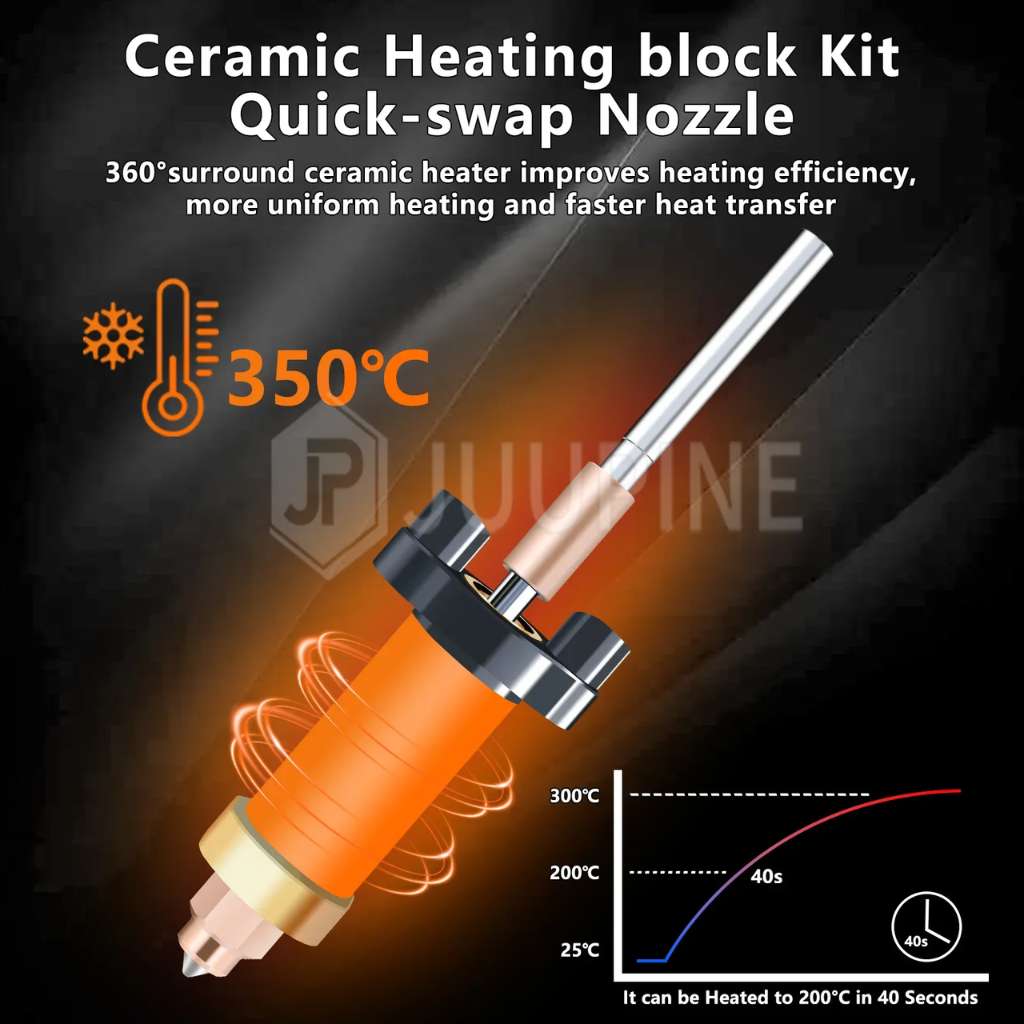 Hotend K2 Plus Cerâmico |  350°C | Nozzle 0.4mm | Troca Rápida | Alto Fluxo | Creality K2P