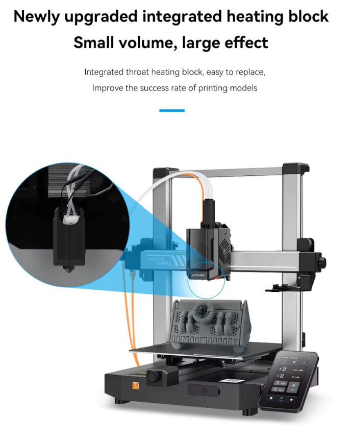 Hotend | Upgrade | Anycubic Kobra 3 V2 Combo | Cerâmico|  60W | 300°C | Nozzle Aço Endurecido