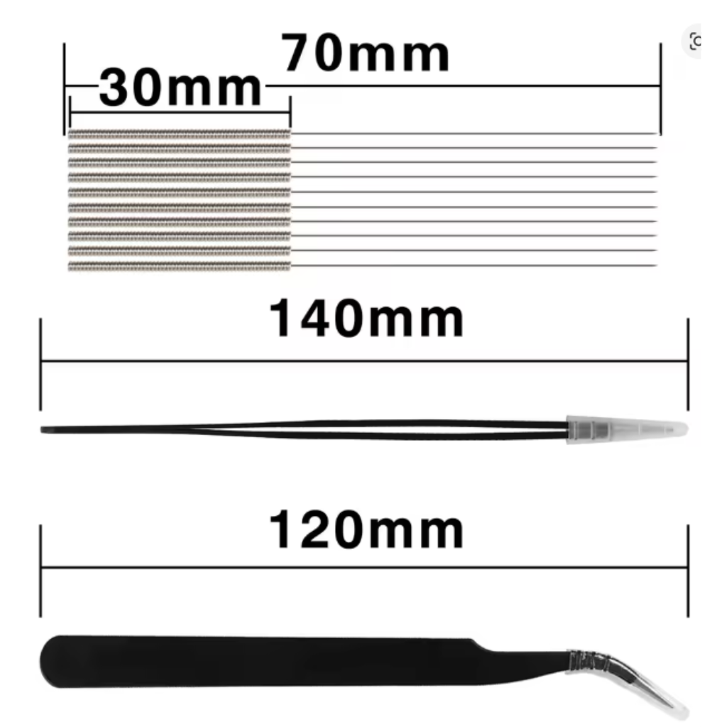Kit Limpeza Nozzle Impressora 3D Creality | 10 Agulhas 0.4mm | Pinças | Escova