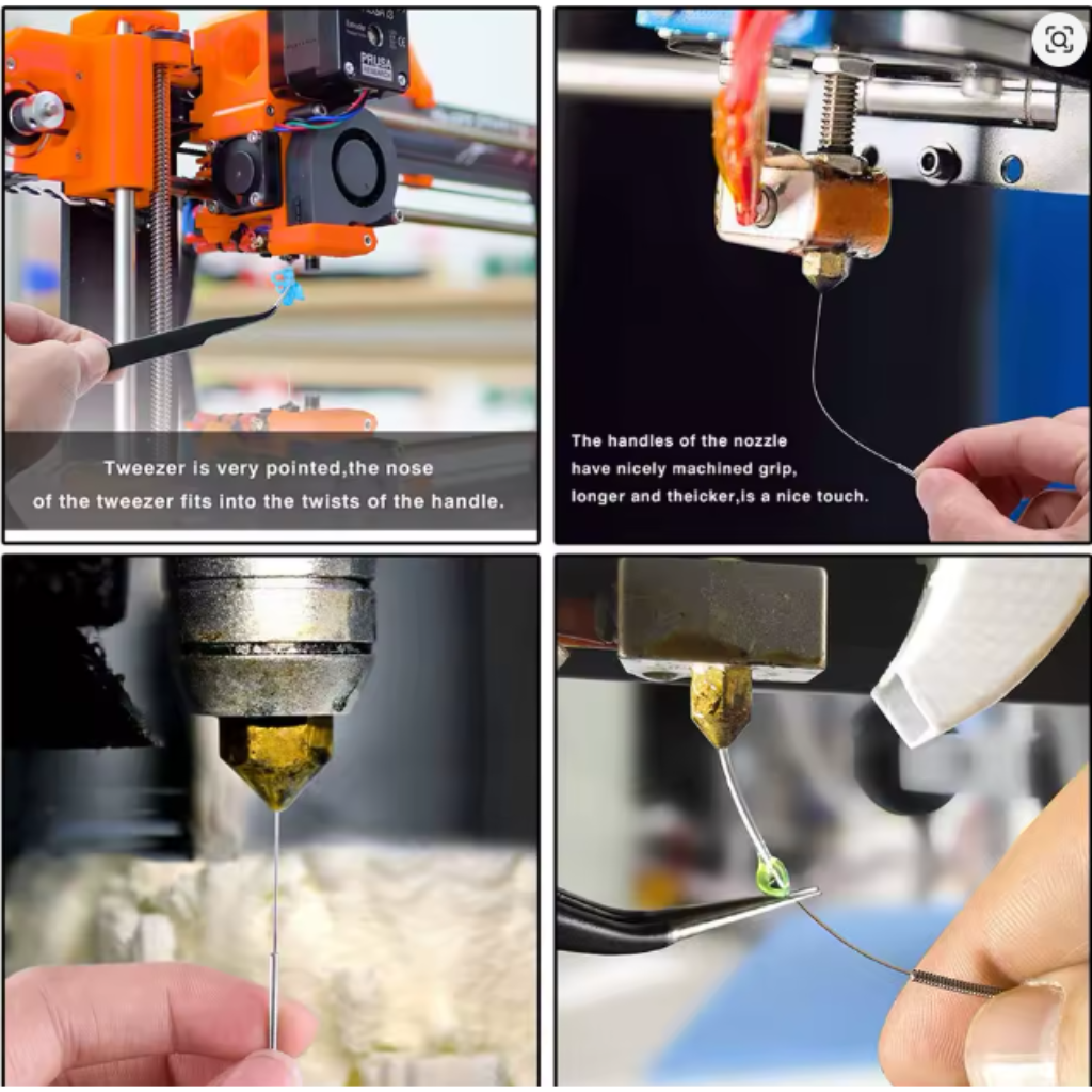 Kit Limpeza Nozzle Impressora 3D Creality | 10 Agulhas 0.4mm | Pinças | Escova