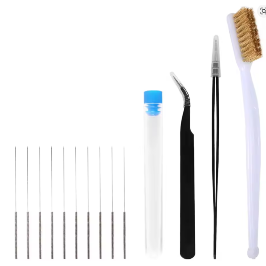 Kit Limpeza Nozzle Impressora 3D Creality | 10 Agulhas 0.4mm | Pinças | Escova