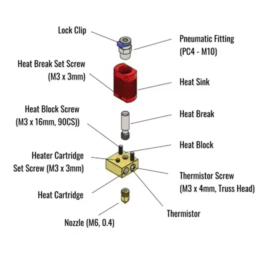 Hotend MK8 Ender 3 CR10 Montado Completo 1.75mm Bico 0.4mm