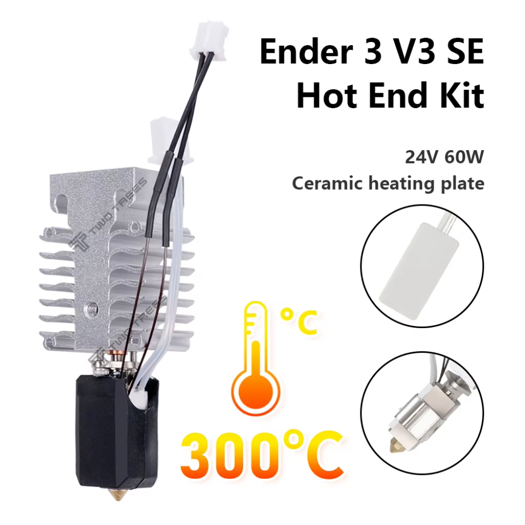 Hotend Ender 3 V3 SE Completo 24V 60W Cerâmico Termistor Resistência Upgrade