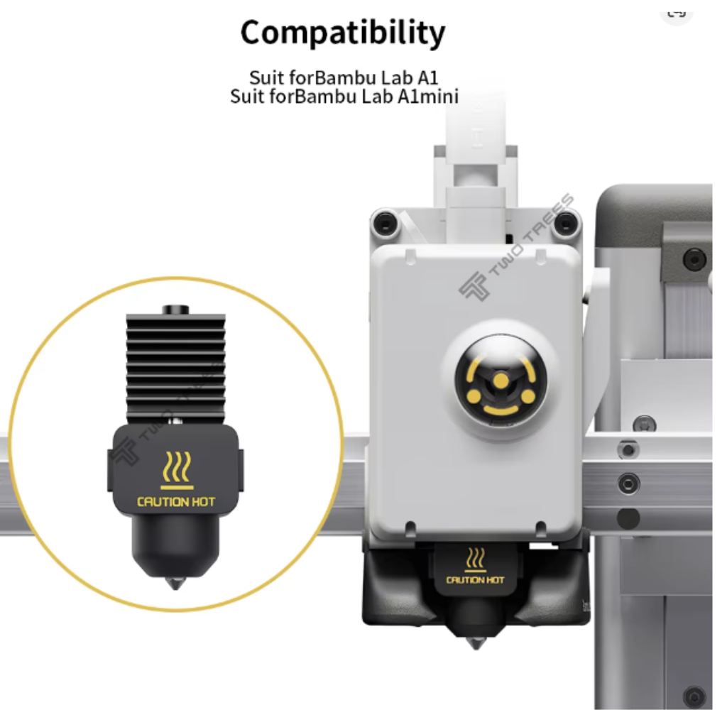 Hotend | Bambu A1 A1 Mini | 0.4mm | Aço Endurecido Não Desgasta | Troca Rápida Alta | Precisão 3D